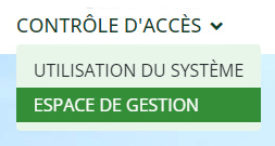 Menu Espace Gestion